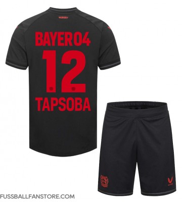 Bayer Leverkusen Edmond Tapsoba #12 Replik Heimtrikot Kinder 2023-24 Kurzarm (+ Kurze Hosen)